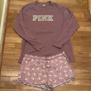 Pink Long Sleeve Shirt and Shorts Set